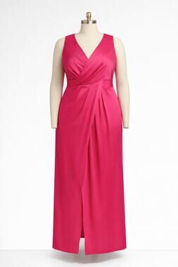 G-33 DKNY Bright Pink Sleeveless Wrap Maxi Dress Size 14 NWT